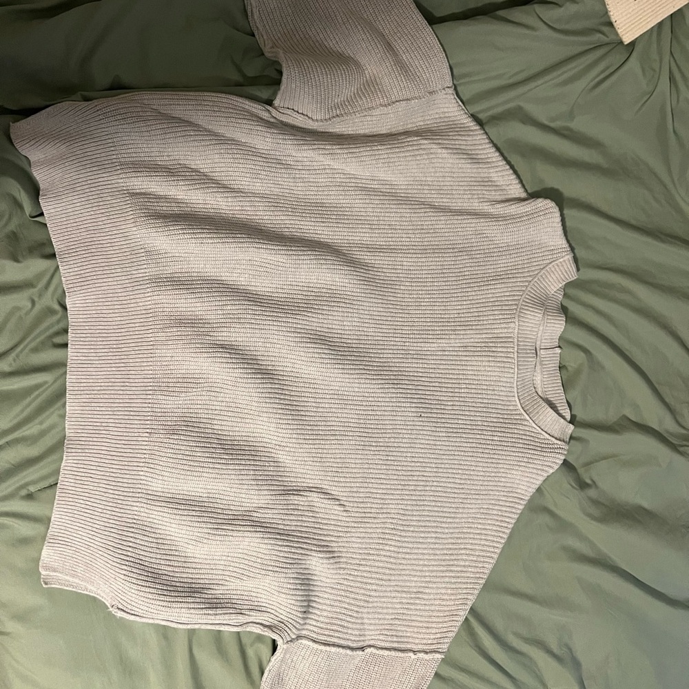 Gray Ribbed Knit Sweater